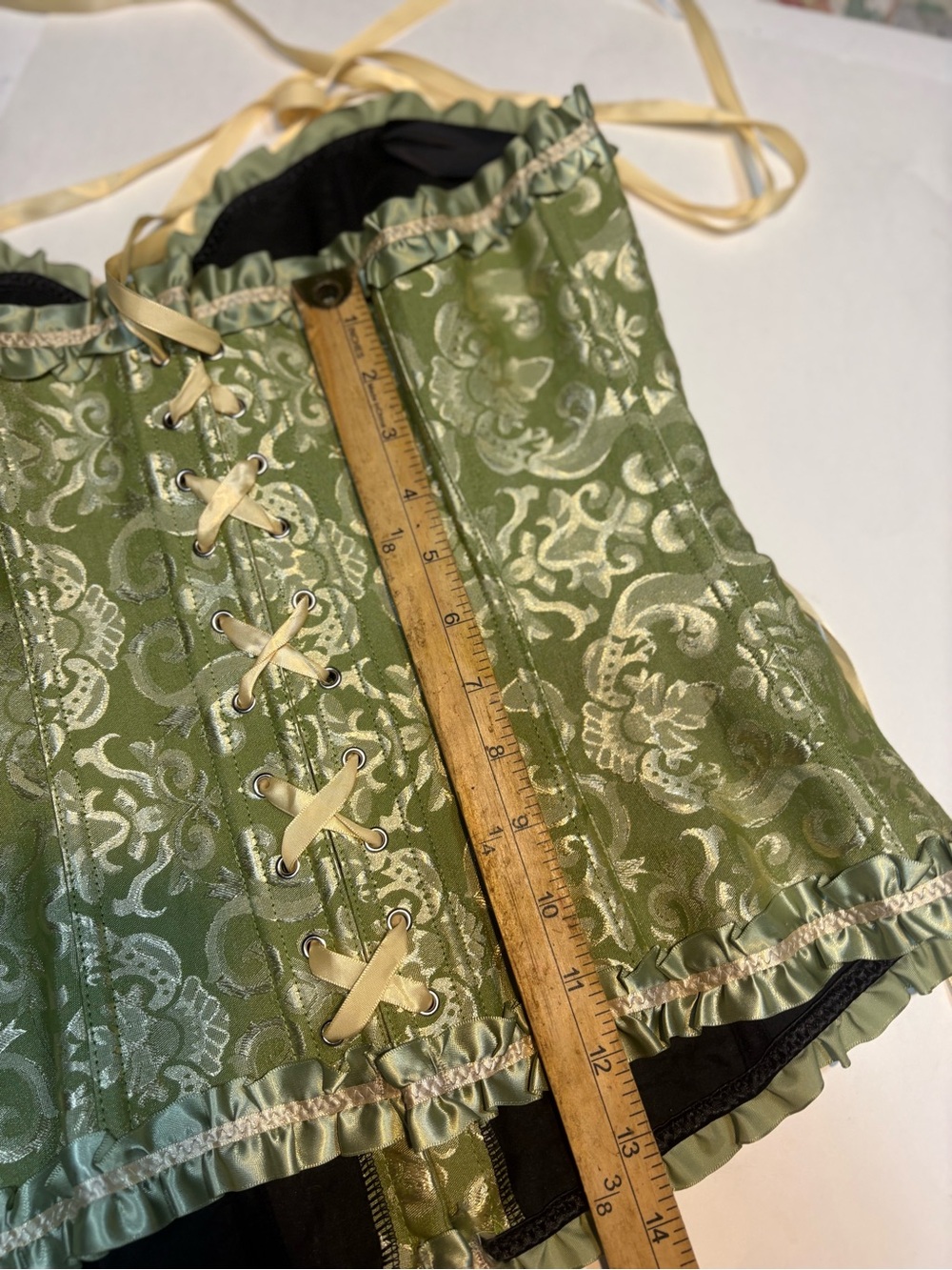 Palace Style Lace Up Body Shaping defines waist green satin xl - Picture 7 of 13
